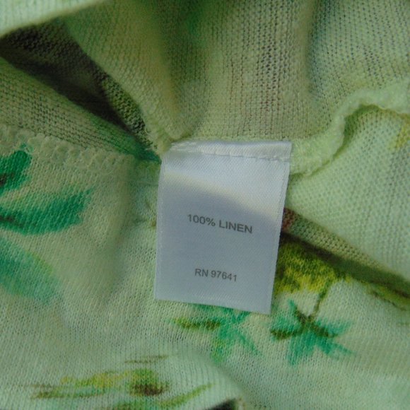 J. Jill love Linen Chartreuse Green Tropical Print T-Shirt L - Picture 7 of 7